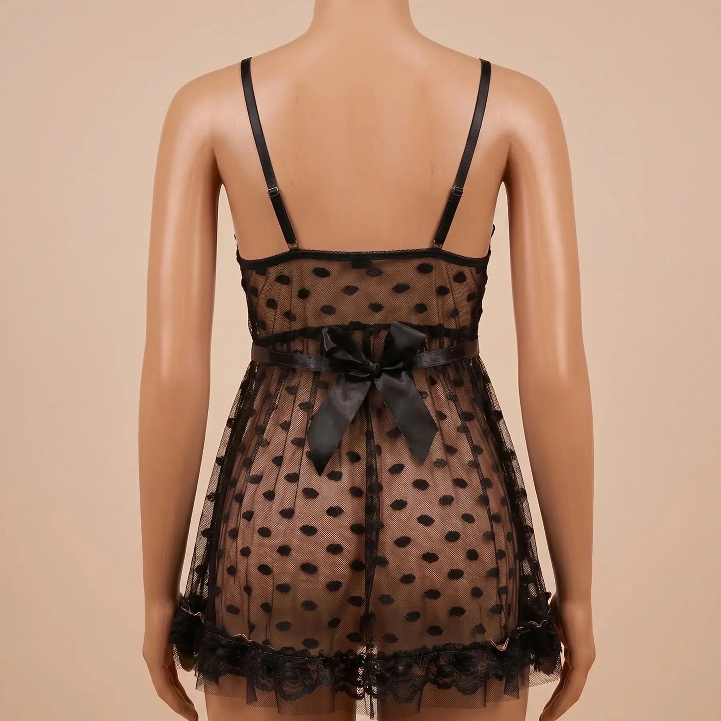 Nazneenah See-Through Net Frock & Ribbon Detail Nighty Set