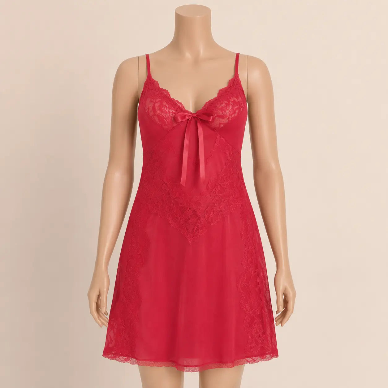Nazneenah Graceful Lace Knee-Length Nighty Frock