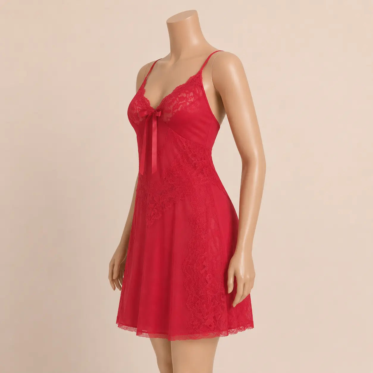 Nazneenah Graceful Lace Knee-Length Nighty Frock