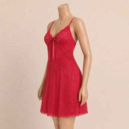 Nazneenah Graceful Lace Knee-Length Nighty Frock