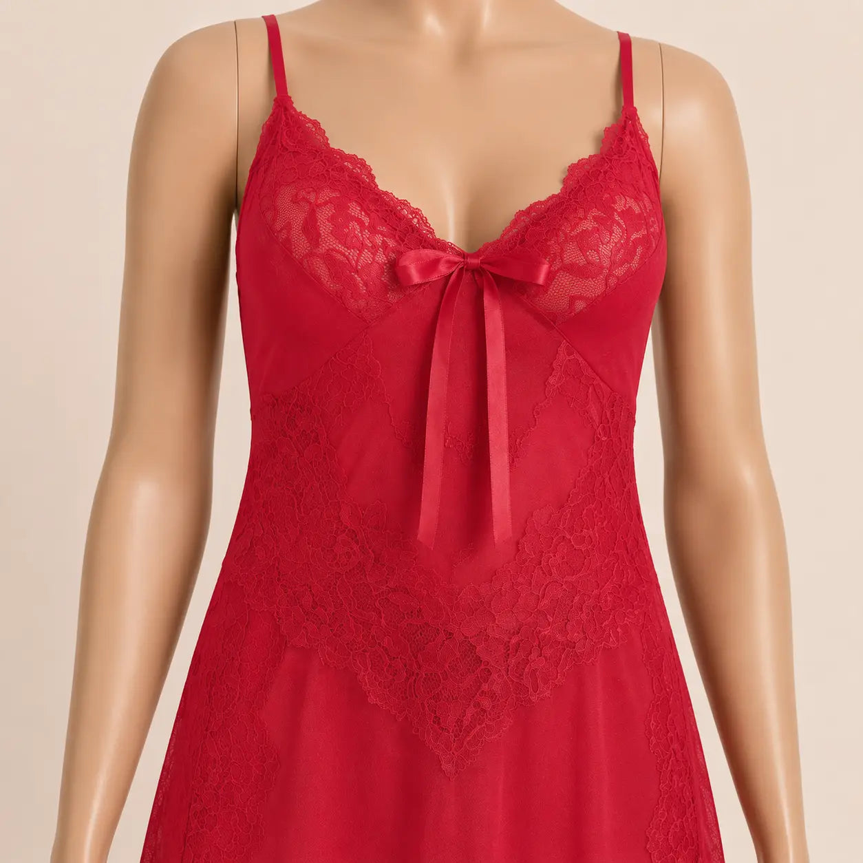 Nazneenah Graceful Lace Knee-Length Nighty Frock