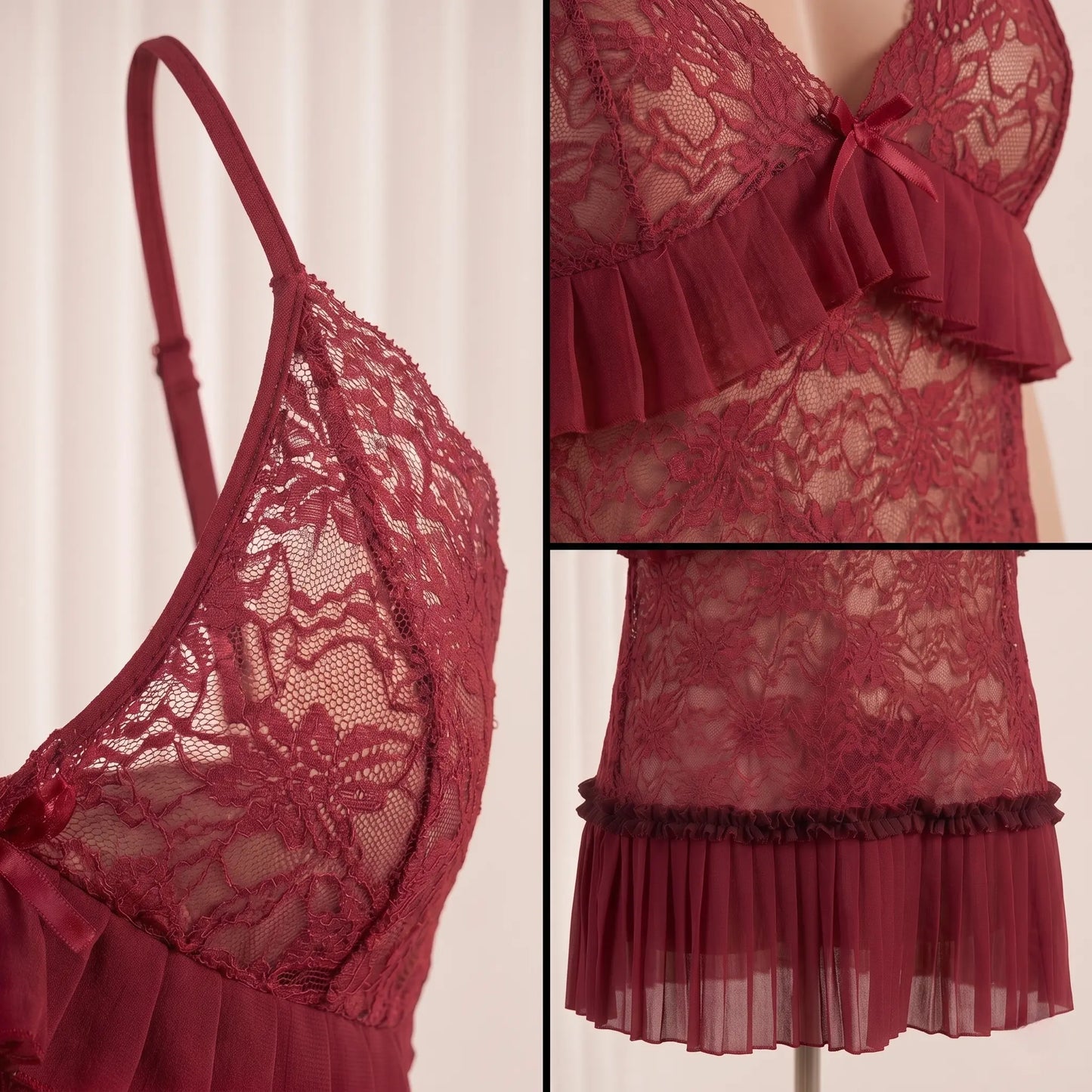 Nazneenah Enchanting Ribbon & Frill Short Frock Chemise