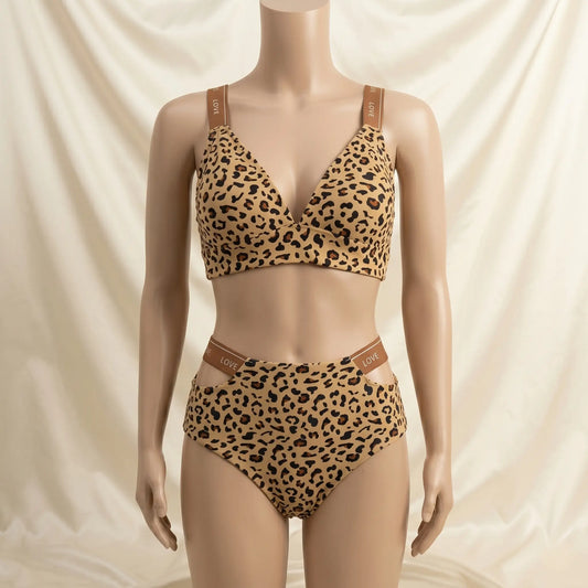 Nazneenah Tiger Print Soft-Padding Lingerie Set