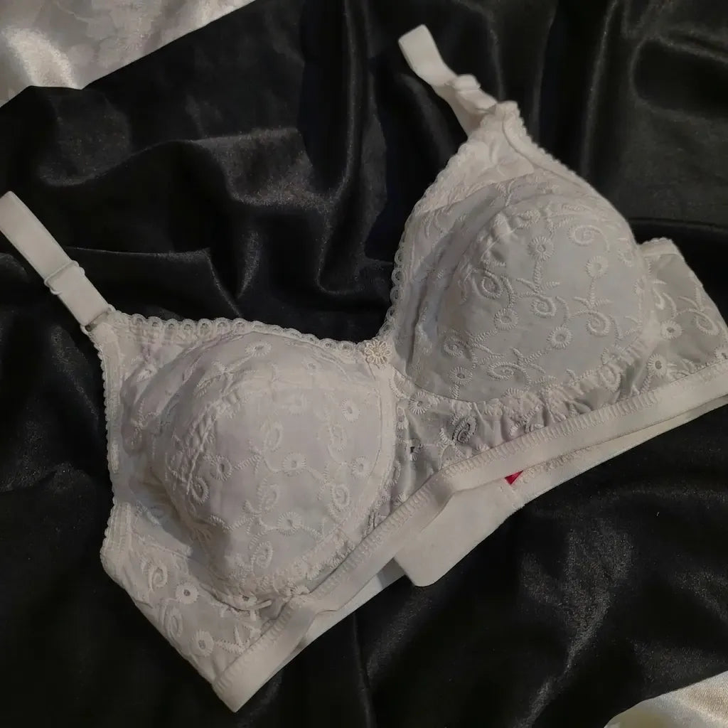 Cotton Chikankari Bra for Women – Soft Breathable Everyday Comfort Bra