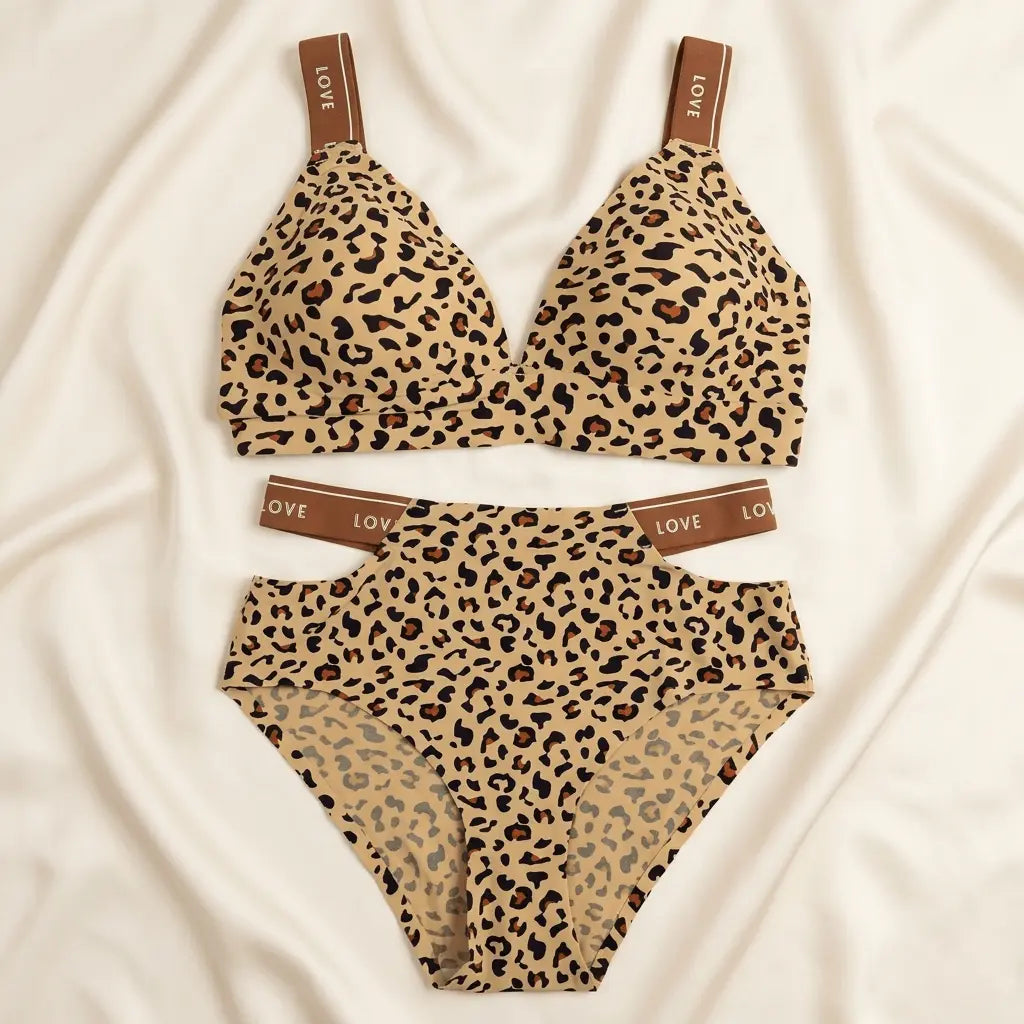 Nazneenah Tiger Print Soft-Padding Lingerie Set