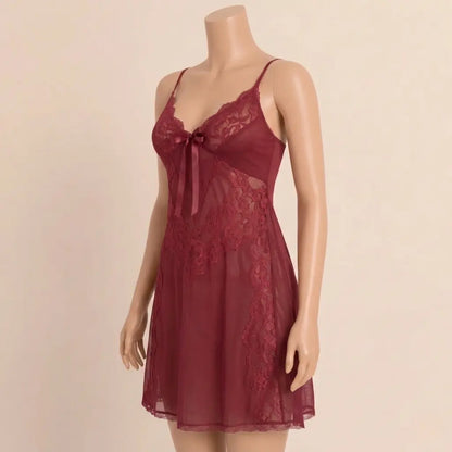 Nazneenah Graceful Lace Knee-Length Nighty Frock