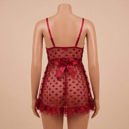 Nazneenah See-Through Net Frock & Ribbon Detail Nighty Set