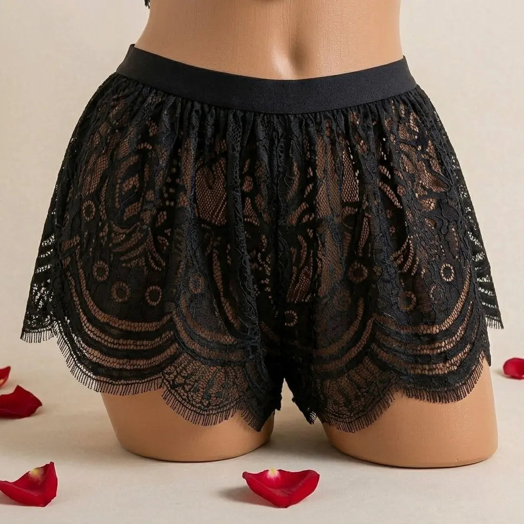 Nazneenah Lace & Net Short Lehenga-Style Bridal Set