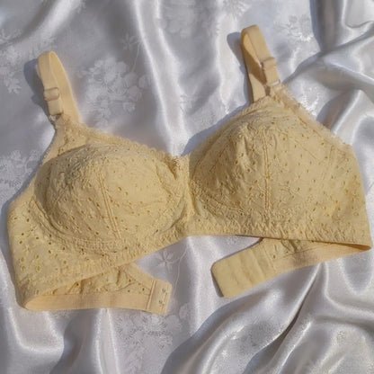 Cotton Chikankari Flower Design Bra for Women – Soft Breathable Everyday Comfort Bra