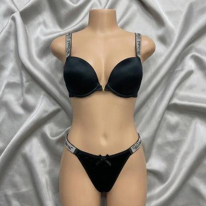Nazneenah Silk-Touch & Bead-Accented Jewelry Bra Set