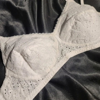 Cotton Chikankari Flower Design Bra for Women – Soft Breathable Everyday Comfort Bra