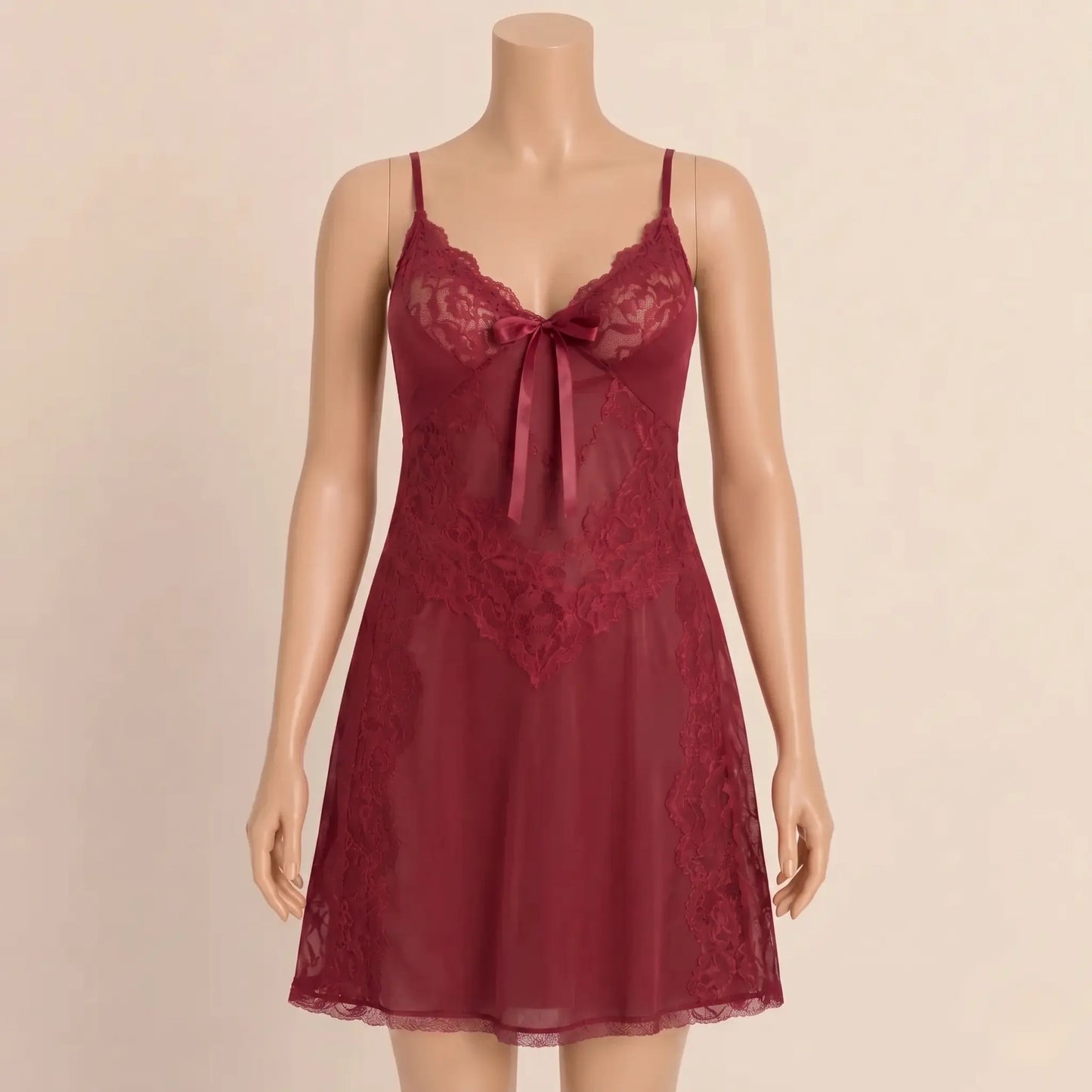 Nazneenah Graceful Lace Knee-Length Nighty Frock