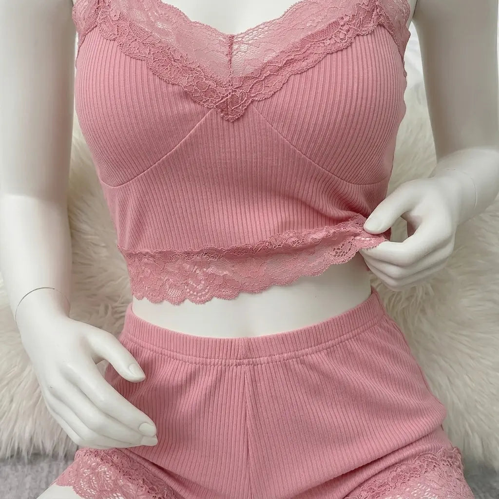 Nazneenah Lace Camisole & Shorts Nighty Set