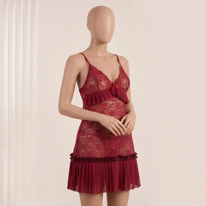 Nazneenah Enchanting Ribbon & Frill Short Frock Chemise