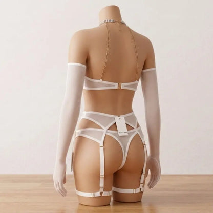 Nazneenah Avant-Garde Metallic Chain & Heart-Bead Nighty Set