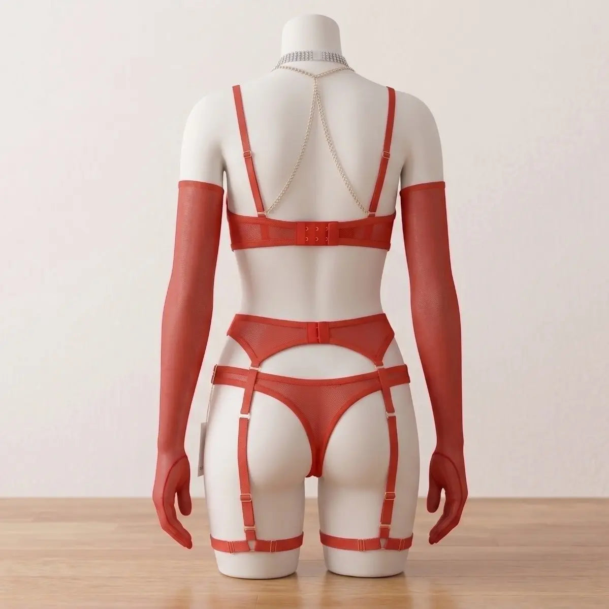 Nazneenah Avant-Garde Metallic Chain & Heart-Bead Nighty Set