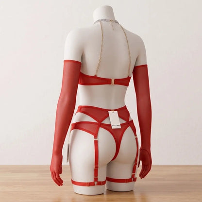 Nazneenah Avant-Garde Metallic Chain & Heart-Bead Nighty Set